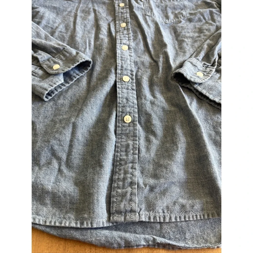 Levi's Men's Blue Chambray Button Down Shirt Long Sleeve Cotton Pocket‎ Size XXL